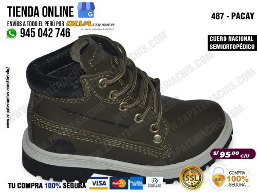487 pacay botines y botas en cuero peruano para nino semiortopedico