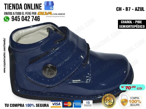 ch b7 azul zapato modelo pibe semiortopedico en charol para bebe nino
