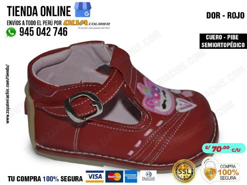 dor rojo calzado en cuero peruano pibe semiortopedico para bebe