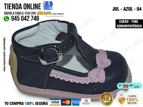 jul azul 04 calzado en cuero peruano pibe semiortopedico para bebe