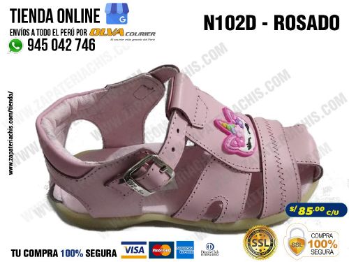 n102 rosado calzado en cuero para nina semiortopedico