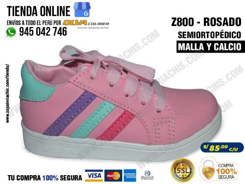z800 rosado calzado zapatillas en malla y calcio para bebe nina