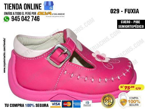 029 fuxia calzado en cuero para bebe