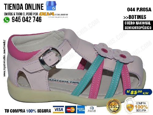 044 palo rosa sandalia en cuero peruano para nina semiortopedico con arco anatomico y formador