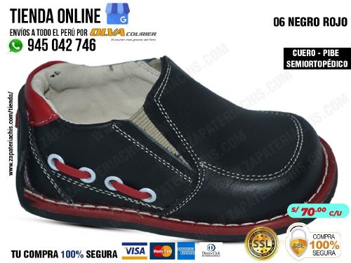 06 negro rojo zapatos modelos pibe semiortopedico en cuero peruano para bebe nino