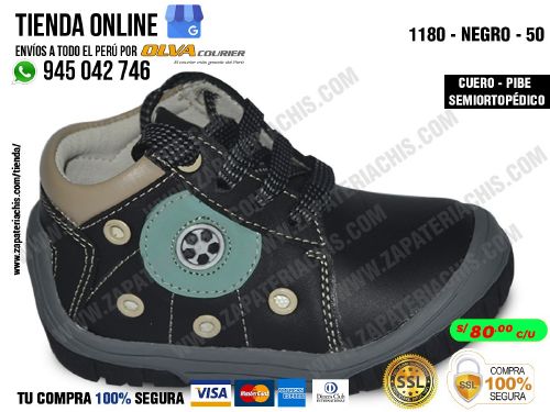1180 negro 50 zapatos pibe semiortopedico en cuero peruano para bebe nino precaminante