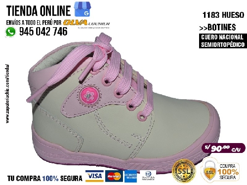 1183 hueso botines en cuero peruano modelo pibe semi ortopedico para tu bebe nina en peru