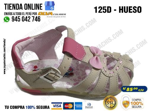 125d hueso calzado en cuero para nina