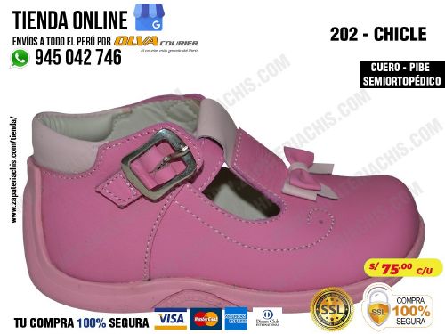 202d chicle calzado en cuero para bebe nina