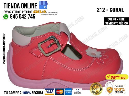 212d coral 1 flor calzado en cuero para bebe nina