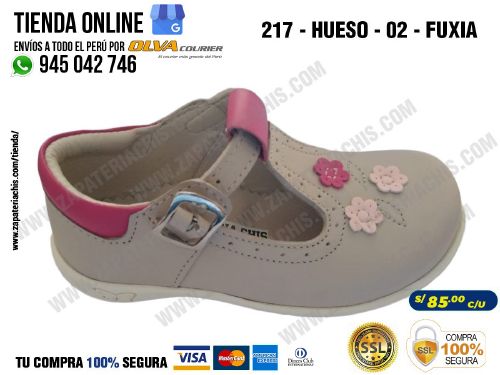 217 hueso 02 fuxia calzado en cuero para nina semiortopedico