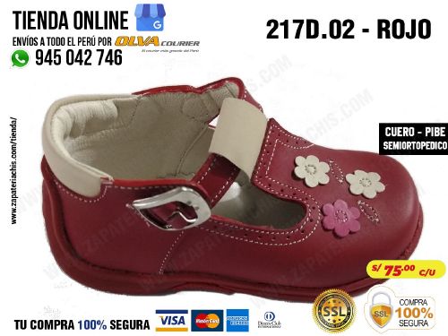 21702 rojo calzado en cuero para bebe nina
