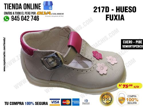 217d hueso fuxia calzado en cuero para bebe nina