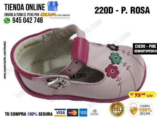 220 palo rosa calzado en cuero para bebe nina