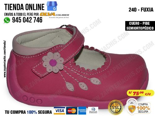 240 fuxia zapatos en cuero peruano pibe semiortopedicos para bebes ninas precaminantes
