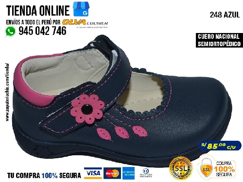 248 azul zapatos semiortopedico en cuero peruano para bebe nina con arco anatomico pie plano