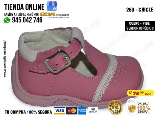 260 chicle calzado en cuero peruano semiortopedico pibe para bebe nina