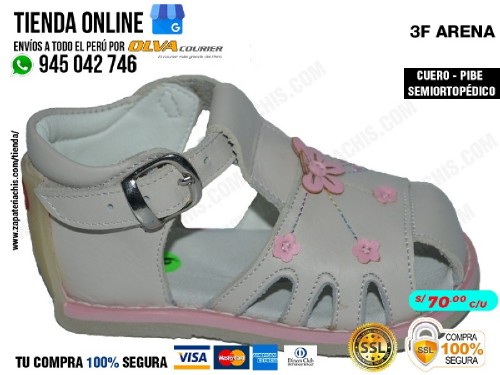 3f arena modelo pibe con arco ortopedico en cuero peruano para bebe nina para primeros pasos