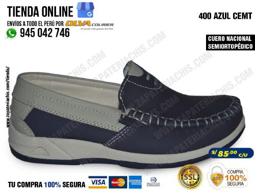 400 azul cemento zapatos mocasines en modelo semiortopedicos para tu nino en cuero peruano con arco anatomico
