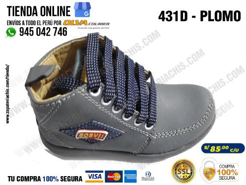 431d plomo calzado en cuero para nino