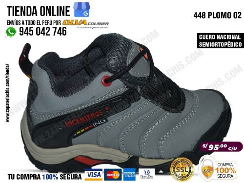 448 plomo 02 botines cuero peruano para nino semiortopedico
