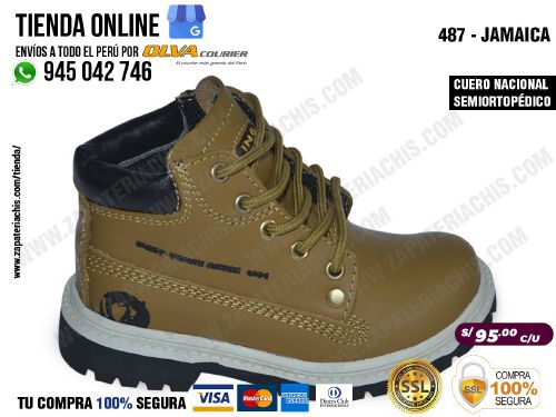 487 jamaica botines y botas en cuero peruano para nino semiortopedico