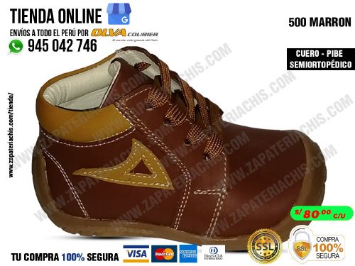 500 marron zapatos modelos pibe semiortopedico en cuero peruano para bebe nino