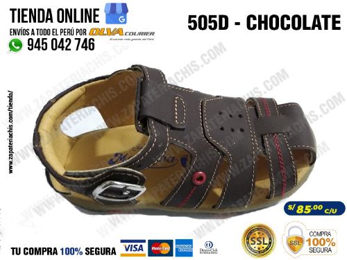 505d chocolate calzado en cuero para nino