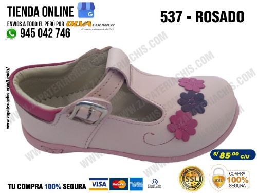 537 rosado calzado en cuero para nina semiortopedico