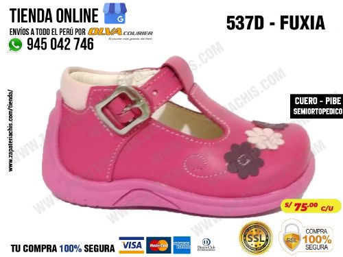 537d fuxia calzado en cuero para bebe nina