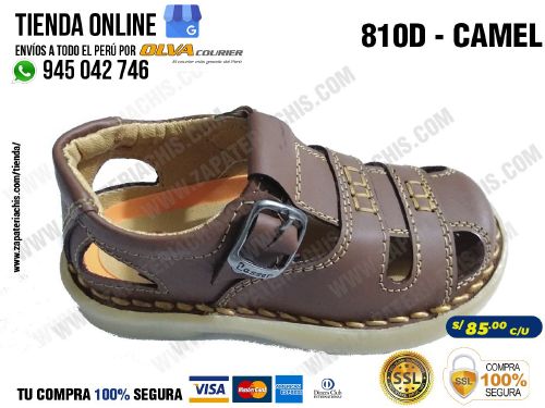810d camel calzado en cuero para nino