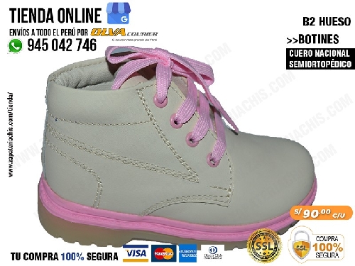 b2 hueso botines semi ortopedico en cuero peruano para tu bebe nina con arco anatomico para formar el pie