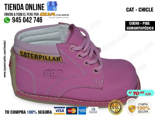 botin cat chicle calzado en cuero peruano pibe semiortopedico para bebe