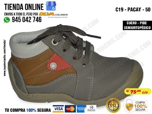 c19 pacay 50 zapatos en cuero peruano modelo semiortopedico pibe para bebe que aprende a caminar