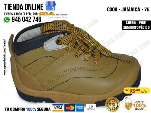c300 jamaica zapatos pibe semiortopedico en cuero peruano para bebe nino de primeros pasos
