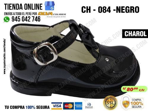 ch 084 negro calzado en charol para nina