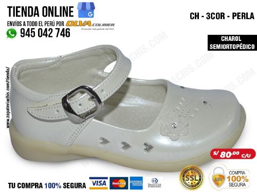ch 3cor perla zapatos semiortopedicos en charol para nina