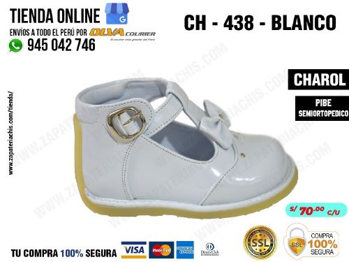 ch 438 blanco calzado en charol para bebe nina
