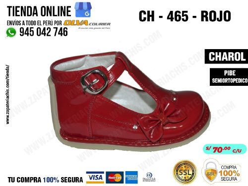 ch 465 rojo calzado en charol para bebe nina