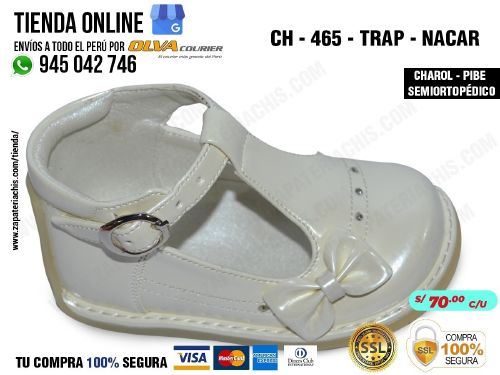 ch 465 trap nacar calzado en charol para bebe nina
