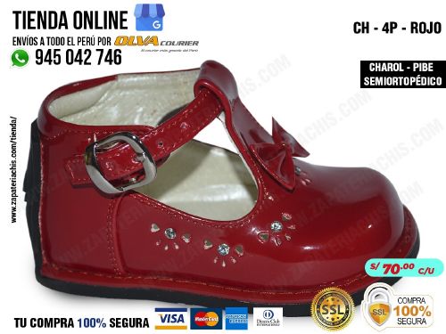 ch 4p rojo zapato modelo pibe semiortopedico en charol para bebe nina