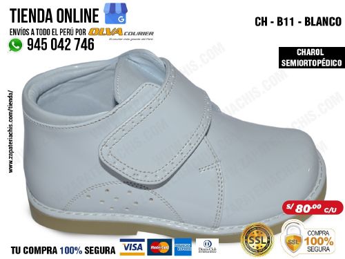 ch b11 blanco zapato modelo semiortopedico en charol para bebe nino