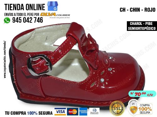 ch chin rojo zapato modelo pibe semiortopedico en charol para bebe nina