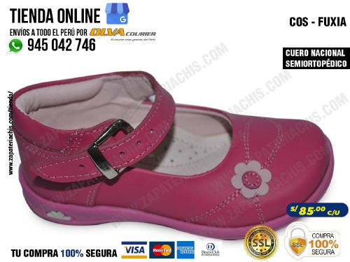 cos fuxia zapatos semiortopedico en cuero peruano para bebe nina