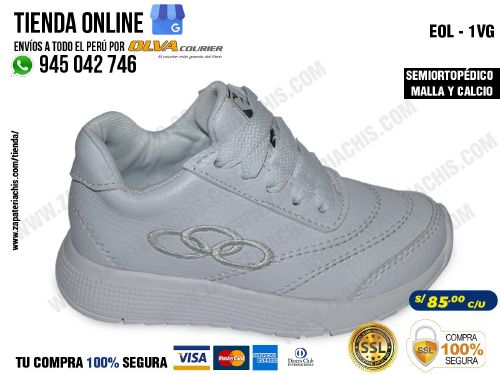 eol 1vg blanco zapatillas semiortopedicas en malla y calcio para bebe nino