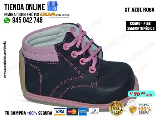 gt azul rosa Zapatos modelo pibe semiortopedico en cuero peruano