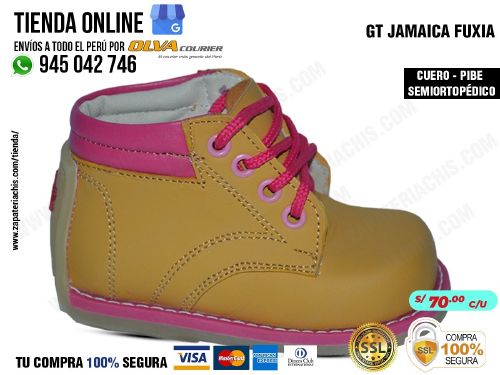 gt jamaica fuxia zapatos modelo pibe semiortopedico en cuero peruano para tu bebe nina para primeros pasos