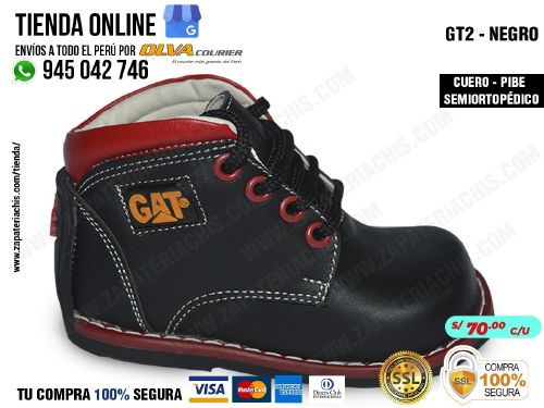 gt2 negro rojo calzado en cuero peruano pibe semiortopedico para bebe
