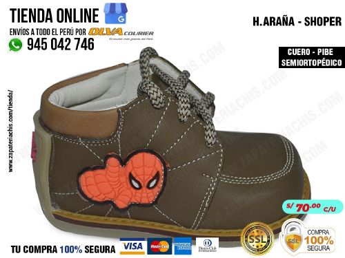 hombre arana shoper calzado en cuero peruano pibe semiortopedico para bebe