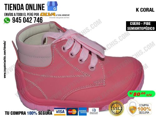 k coral modelo pibe semiortopedico en cuero peruano para tu bebe nina para primeros pasos